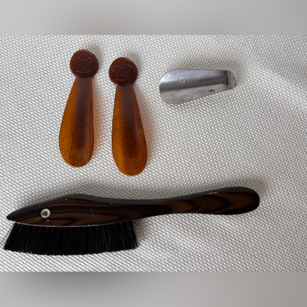 Vintage Lot of Shoe Horns Brush Sears Silver and 2 Florsheim